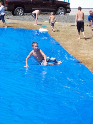 Lots of smiles on the slip n slide